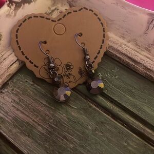 Simple black stone dangle earrings